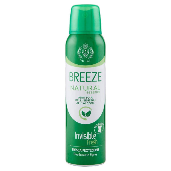 Breeze Natural Essence Invisible Fresh 0% Alcol Sali di Alluminio Deodorante corpo 150ml