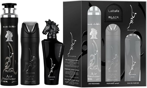 Lattafa Maahir Black Edition Set Regalo 3pz