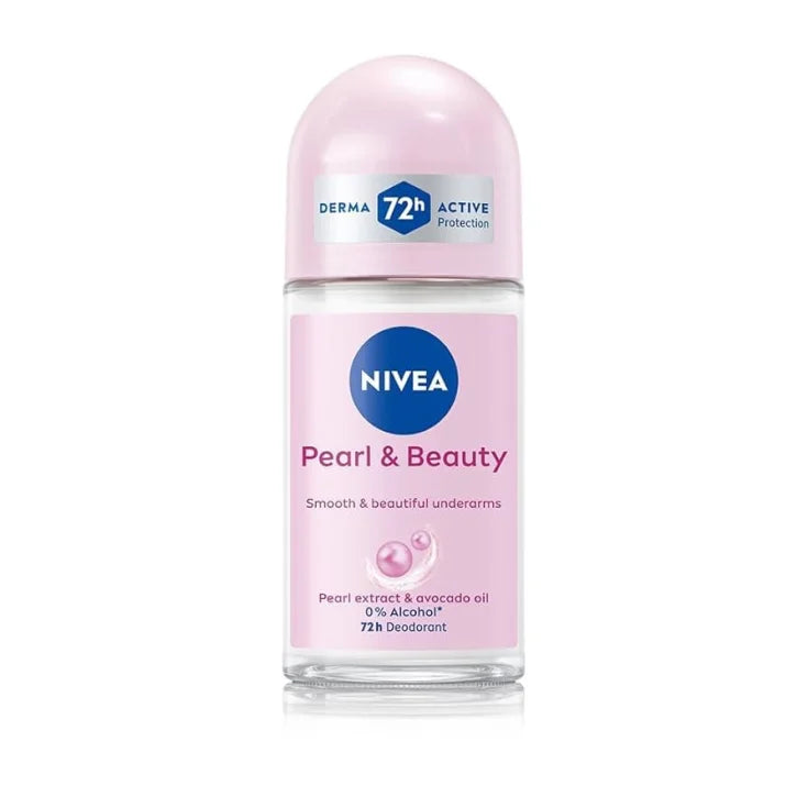 Nivea Pearl & Beauty Deodorante Roll on 50ml, Deodorante donna antitraspirante per una pelle morbida