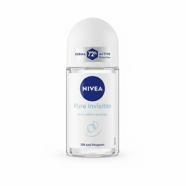 NIVEA Pure Invisible Deodorante Roll-on 50ml – Anti-Traspirante 72h – Anti-Residui Bianchi
