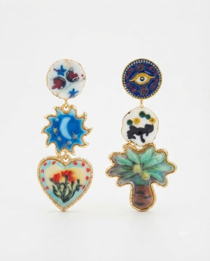 Orecchini Pendenti Amalfi Asimmetrici con Charm