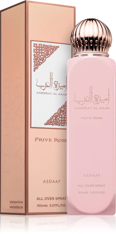 Lattafa Asdaaf Ameerat Al Arab Prive Rose All Over Spray 150ml - profumo donna