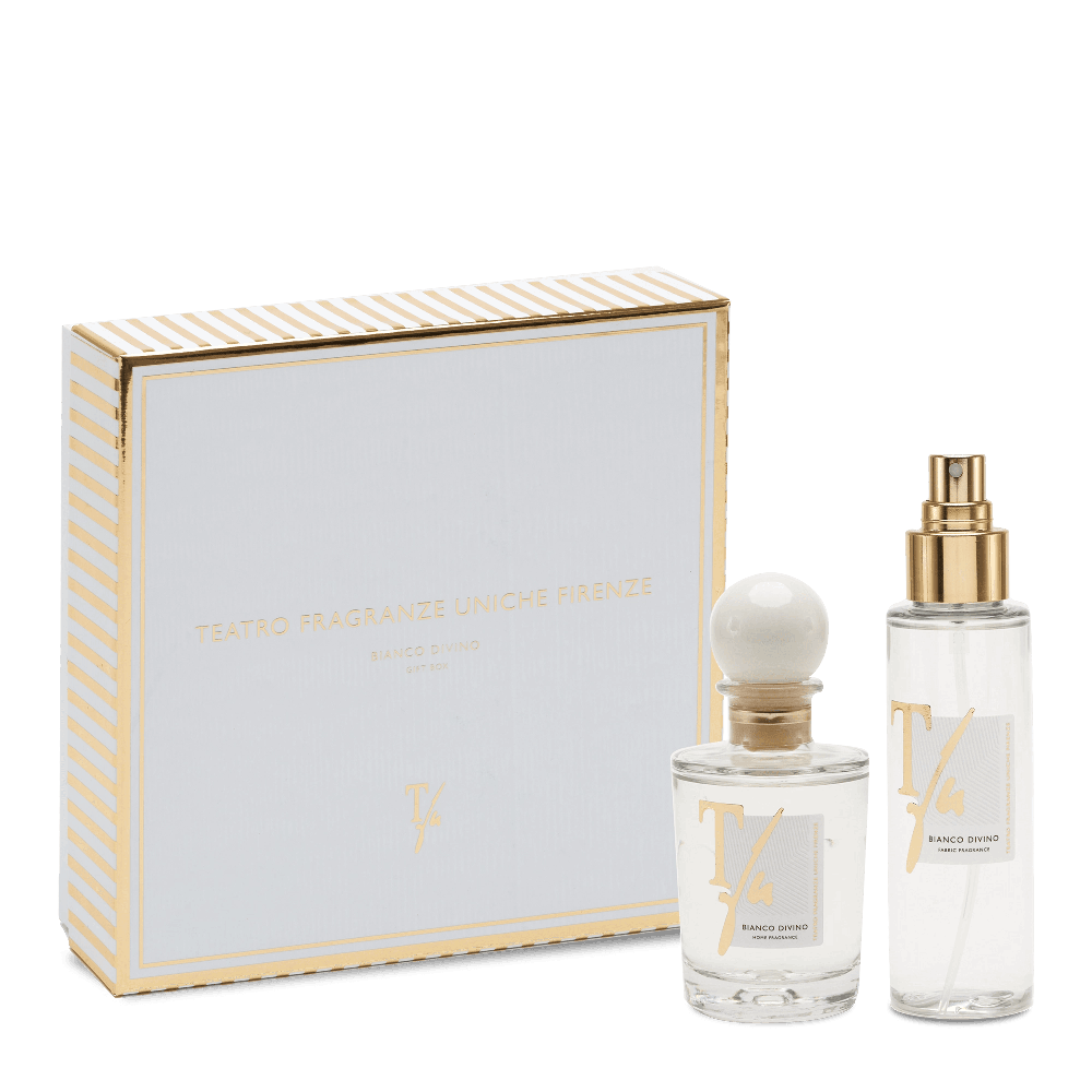 Teatro Fragranze Uniche confezione regalo diffusore con bastoncini 100ml  + Spray Tessuto 100ml Bianco Divino