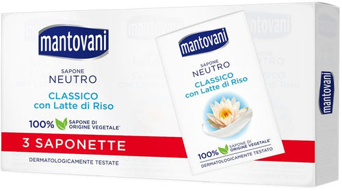 Mantovani Sapone Neutro Classico con Latte di Riso 3 saponette