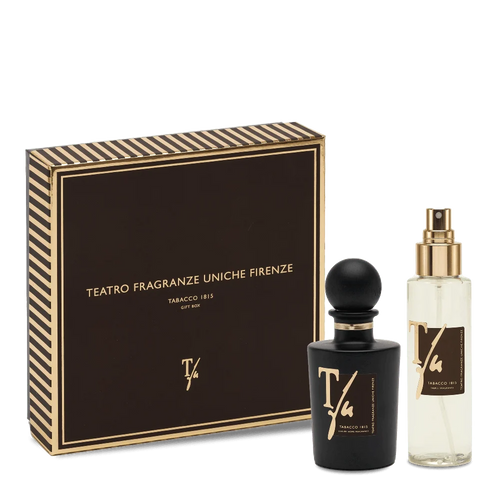 Teatro Fragranze Uniche Confezione regalo Diffusore con bastoncini 100ml  + Spray Tessuto 100ml Tabacco 1815