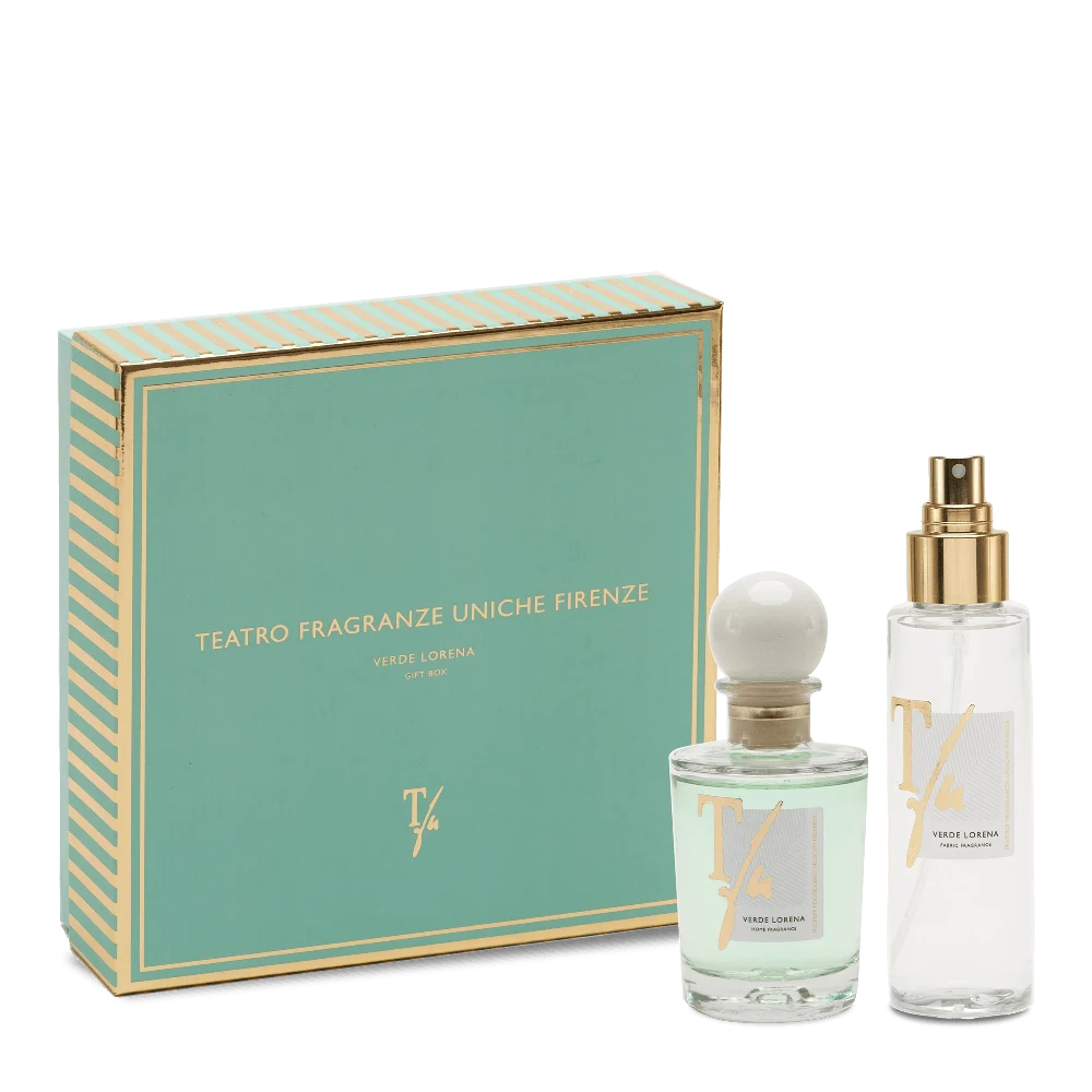 Teatro Fragranze Uniche Confezione regalo Diffusore con bastoncini 100ml + Spray Tessuto 100ml Verde Lorena
